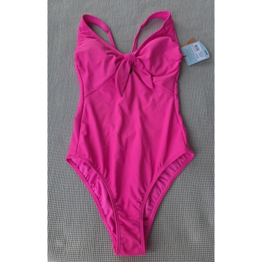 Shade & Shore Swimsuit Womens XL One Piece Pink Knotted Back Removable Pads 395